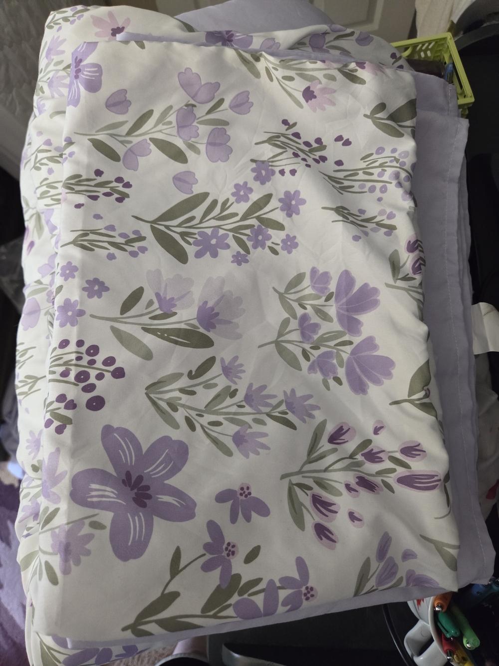 Lavender Floral Duvet Cover – Soft Purple and White